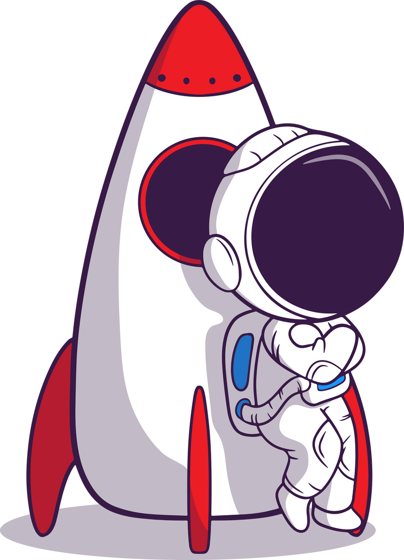 astronaut character with a rocket